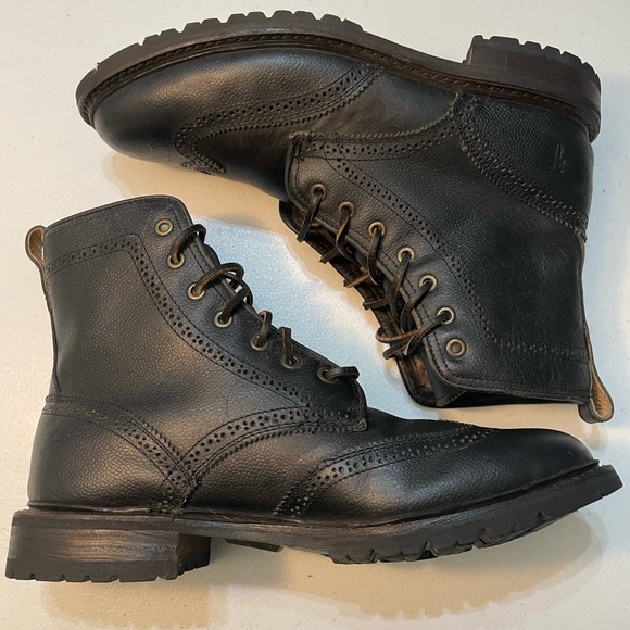 Frye Black Leather Lace-Up Boots Size 12 SB- - Picture 7 of 13